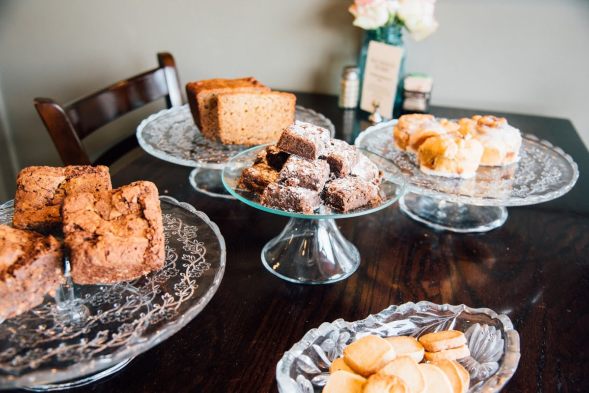 Cake dishes on the table